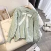 Maglioni da donna Moda Dolce scollo a V Manica lunga Decorazione con fiocco Design Pullover Autunno Inverno Stile pigro Abbigliamento completo