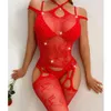 Lingerie Rinestone per donne Sexy Mesh Hollow See attraverso BodyCon Bodystocking Body Bodysuit Costume Sexy