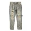 Pantalon pour hommes Trou en détresse déchiré lavé Paisley Pantalon en jean imprimé complet pour hommes Rétro droit effiloché Baggy Casual Pantalon en denim de cajou J231208