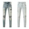 Jeans de diseñador Moda francesa desgastada Pierre Straight Hombres Agujero de motocicleta Stretch Denim Jeans casuales Street Denim Skinny Straight Jeans para bicicletas