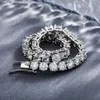 Men's S925 Tennis Bracelet 5.0mm h a Cut Moissanite Diamond White Gold Plated Silver Bracelet