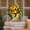 Christmas Decorations Christmas Wreath With Light Bow Ball Big Red Flower Christmas Decoration For Home Xmas Door Window Room Deco Year's Eve 2024 231207