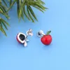 Stud 925 Sterling Silver Small Minimalist Red Emalj Apple Studörhängen för kvinnor Girls Brincos Hypoallergenic Pendientes YQ231211