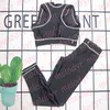 Zomer Sport Vest Broek Letter Print Yoga Outfit Quck Dry Padded Tank Top Hoge elastische strakke legging Dames Designer Running Sportswear