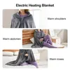 1шт. Одеяло-шаль с электрическим подогревом, фланелевая беспроводная USB-обертка для с застежкой-молнией, 3 уровня регулировки температуры, портативное носимое пончо