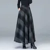 スカートエレガントなツイードプラスサイズの格子縞の女性のための長いスカート