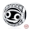 SALE الساخنة 925 Sterling Silver Birthday Month Charm 12 Horoscope Series Amulet Beads Origin