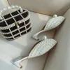 Tofflor Summer Korean Princess Low Heel Sandals Sweet Pearl Fish Mouth Fashion One Step Outward för kvinnor