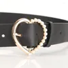 Belts Unique Teens Pearl Heart Pin Buckle Belt Nightclub Adjustable Waist Straps