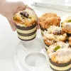 収納ボトルケーキキャリア7スロットラウンドカップケーキコンテナホルダーとハンドルスタンドプレートパイ