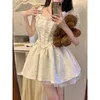 Lässige Kleider Sweet Lolita Frauen Kleid Elegante Vintage Fee Prinzessin Party Slip Weiß Gothic Koreanische Mode Weibliche Kleidung