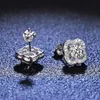 Cuelga la lámpara QUKE Real Trébol de cuatro hojas Pendientes de tuerca 05ct D Color VVS1 Puro 925 Plata de ley para mujeres Joyería fina de boda 231208