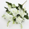 Flores decorativas peônia artificial rosa buquê de seda para decoração de casa vaso decoração de casamento ao ar livre mesa centerpieces flor falsa floral