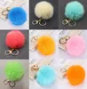 Party Favor Hairy Fur Ball Keychains Car Key Holder Pom Keybuckle Lanyard Fashion Wallet Plush Keyring Pompoms Cute Charms Accesso5039774