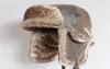 Bomber hattar vinter män varm rysk ushanka hatt med öronflik pu läder päls trapper mössa öronflap d19011503300s1999828