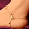 Delicate Butterfly Anklet Rose Titanium Steel Chain Bracelet Women Girl Lover Barefoot Fashion Foot Jewelry273m