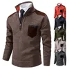 Suéteres para hombres Jersey Hombres Suéter Cashmere Polos Gruesos Coreano Medio Cremallera Blusa Fría Soporte Collar Otoño Invierno Ropa exterior Paño de lujo 231211