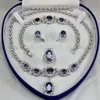 BeautifulAmethyst InLay Link Bransoletka Kolczyki Pierścień Naszyjnik Set265s