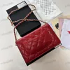 WOC Design Dames Schoudertas 19cm Caviar Bag Leer Rhammel Rose Luxe Handtas Matelasse Chain Crossbody Body Make -uptas Messenger Bags Card Tassen Fashion Sacoche