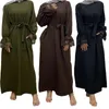 Artı boyutu elbiseler dubai fas kaftan suudi kahve siyah abaya elbise müslüman moda gündelik uzun bayanlar giyim düz renk 231208