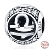 SALE الساخنة 925 Sterling Silver Birthday Month Charm 12 Horoscope Series Amulet Beads Origin
