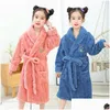 Towels Robes Arrival Bathrobe Kids Fashion Flanel Warm Sleepwear For Big Girls Autumn Winter Children Cartoon Nightgowns Baby Pajamas Dhjeb