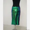 Skirts Fashion Women Spring Solid Color Green Sequin Stitching Casual Mesh Slim Bodycon Mini Skirt Sexy Club Outfits