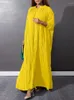 Etniska kläder kvinnor eid muslimska klänningar står krage singel breasted dubai arab vestidos ramadan casual lös kaftan klänning solid veckad