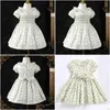 Robes de fille Enfants Filles À La Main Floral Smocké Été 2023 Enfant Fille Fleur Smock Robe Pour La Fête De Mariage Bébé Tenue Élégante Otfem