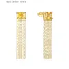 Stud Canner Luxury 925 Sterling Silver Gold Color Zirconia Long Tassel Stud Chain Earrings for Women Party Wedding Jewelry Pendientes YQ231211