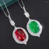 Pendanthalsband Spring Qiaoer Charms 13 18mm Emerald Ruby Necklace For Women Vintage Gemstone Band Party Cocktail Jewelry Birthday Present