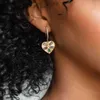 Stud Klassieke Carve Heart Dangle Oorbellen voor Vrouwen Verharde Rechthoek Kleurrijke Cz Zirkoon Goud/Zilver Kleur Hoop Earring Mode-sieraden YQ231211