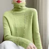 Maglieria da donna T-shirt maglione autunnale e invernale maglione cavo da donna a collo mezzo alto a maniche lunghe 100% lana sudore pronto da indossare di prima linea 231211
