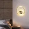 Wall Lamp All Copper Light Luxury Designer Bedroom Bedside Simple Round Crystal Living Room Background Corridor Lamps