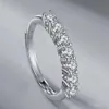 Japanischer und koreanischer Stil S925 Silber Moissanit Reihe von Diamanten Ring weiblich einfach personalisiert süß edler Schmuck weiblich Geschenk2127