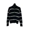 Women's sweater designer sweater women Autumn new loose version of striped embroidery half-zipper lapel sweater sweater women's casual blouse