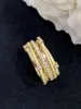 Cluster Rings LUOWEND 18K Yellow Gold Luxury Real Natural Diamond Elegant Five Row Intertwine Style Wedding For Women Engagement