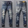 Men's Pants Fashion Designer Men Jeans Retro Black Blue Slim Ripped Jeans Men Stretch Trousers Embroidery Patched Vintage Casual Denim Pants J231208