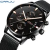 Crrju New Men's Calander Waterproof Sport Wristwatch med Milan Strap Army Chronograph Quartz Heavy Watches Fashion Man CLOC22L