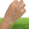 18K Gold Silver Rose Gold Plated 3 Color White Emamel Söt Evil Eye Link Chain Fashion Jewelry Hand Armband SLAVE JAGE MED R3851911
