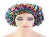 Bonnet de nuit en Satin coloré pour femmes, Bonnet de cheveux, couvre-tête en soie, large bande élastique, 5355104