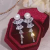 Dangle Earrings Luxury Cubic Zircon Long Drop For Women Romantic Imitation Pearl Bride Wedding Jewelry Accessories