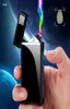 USB Charging Electronic Lighters Metal Portable Windproof Lighter USB Touch Screen Cigarette Lighter Double Fire Cross Lighters TQ6909680