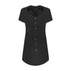 Women's Swimwear 2023 Long Button Shirt Short Sleeve Linen Dress Summer Beach Band T Shirts For Women Deep V Neck