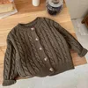 Casacos de inverno primavera estilo coreano bebê meninos meninas tricô cardigan manga comprida cor sólida casual solto suéter casaco crianças roupas