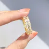 Hailer Gra 18k żółte złoto 3x5 mm 0,5 ct pełne diamenty żółte złoto ślubne szmaragdowe rundy moissanite wieczne pierścień