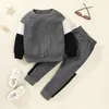 Set di abbigliamento Primavera e autunno Ragazzi Camicia a maniche lunghe Pantaloni tinta unita Due pezzi Abbigliamento casual per bambini Abbigliamento con cappuccio Set per