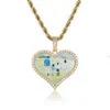 Personalized Heart Photo Necklace 18k Gold Plated Full Diamond Custom Made Photo Heart Pendant Medallions Necklace