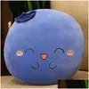 Plush Pillows Cushions Cartoon Peach Orange Blueberry Stuffed Toy Filled With Soft Blanket Cute Fruit Pillow Doll Birthday Gift For Ch Dhxsk