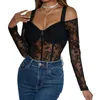 Women's Shapers Classic Solid Color Bodysuit With Sexy Deep V Neckline And Long Sleeves Body Women Corset Top